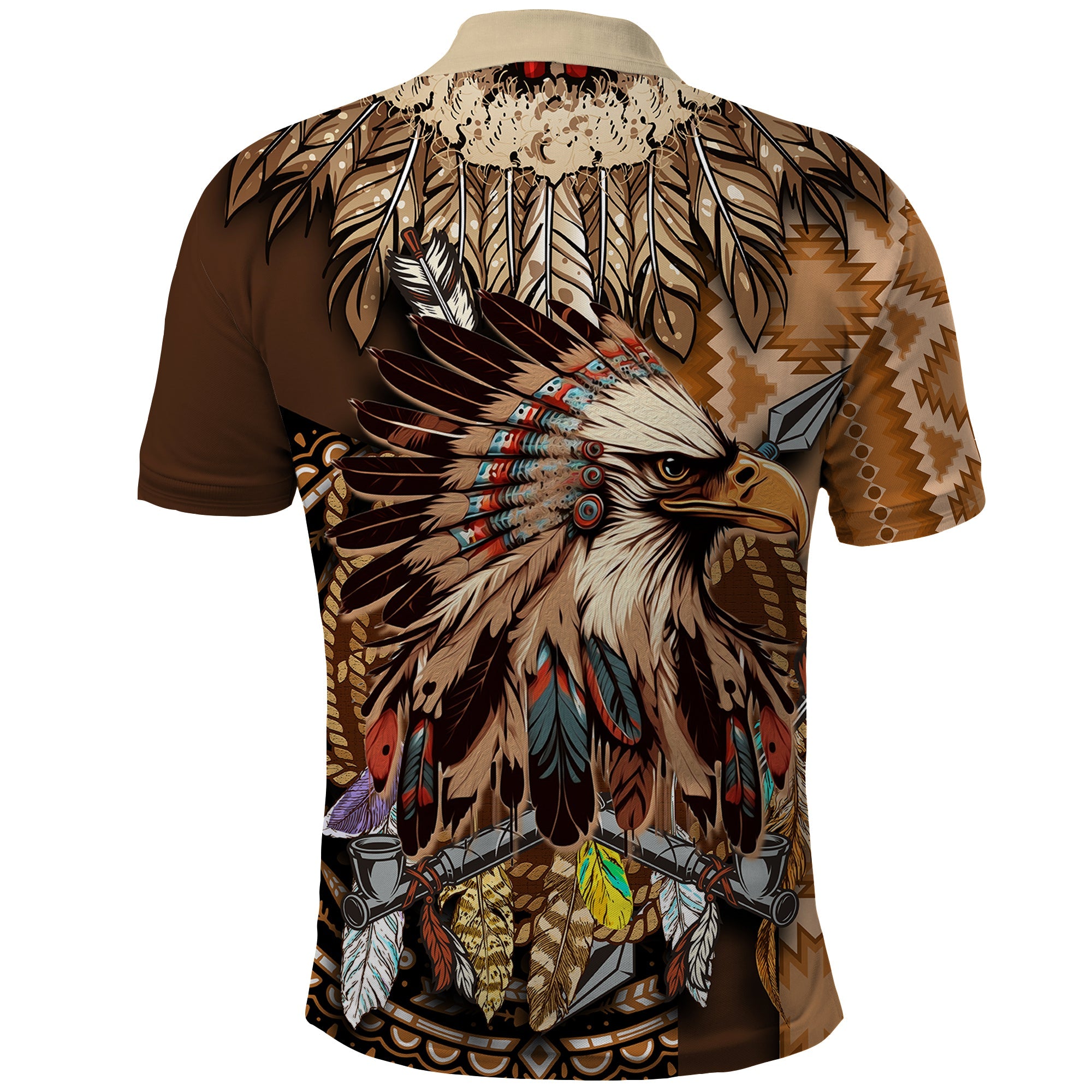 Native American Eagle Warrior Headdress Feathers Polo Shirt TS04