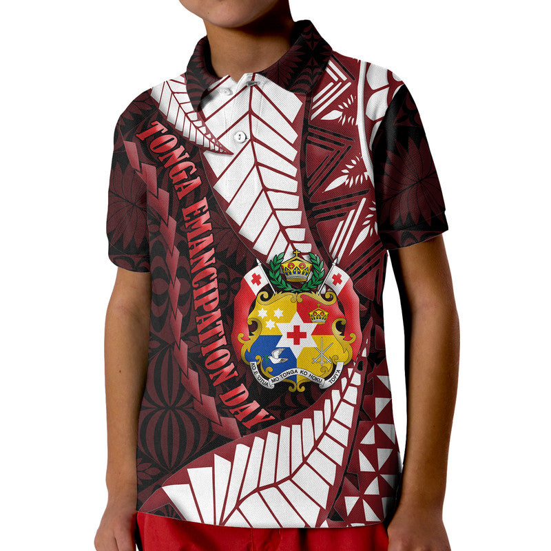 Tonga Polo Shirt Emancipation Day Kupesi Pattern No.2 Black LT9