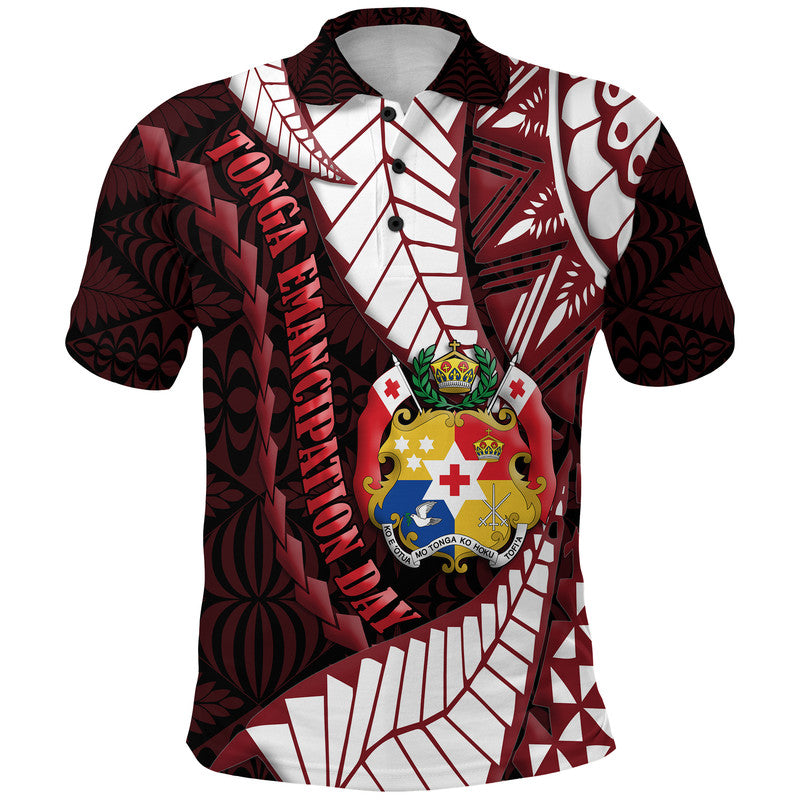 Tonga Polo Shirt Emancipation Day Kupesi Pattern No.2 Black LT9