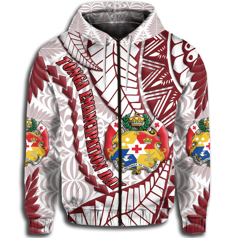 Tonga Emancipation Day Hoodie Kupesi Pattern No.2 White LT9