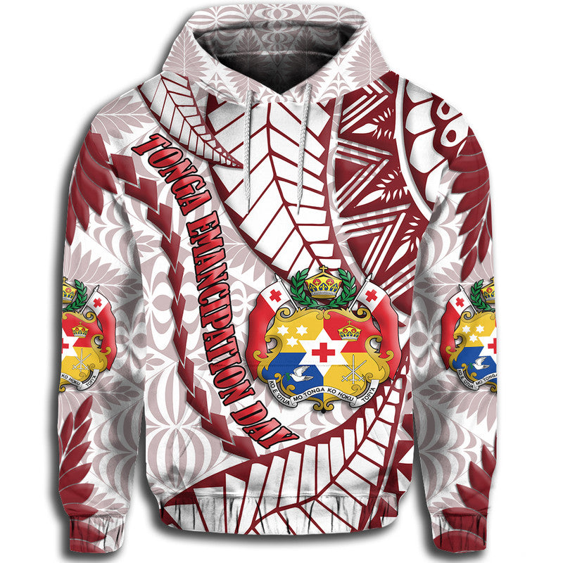 Tonga Emancipation Day Hoodie Kupesi Pattern No.2 White LT9