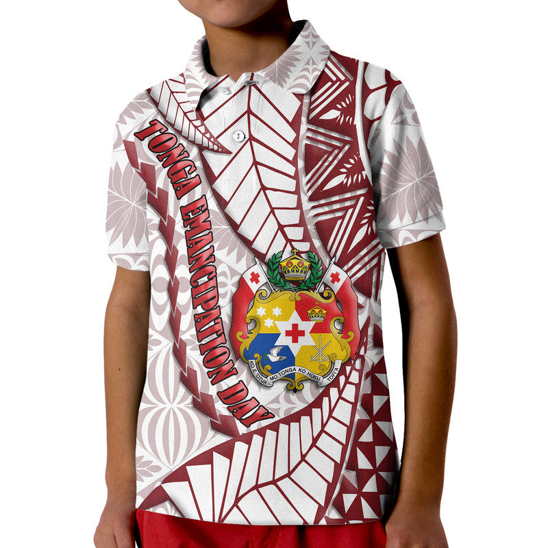 Tonga Polo Shirt Emancipation Day Kupesi Pattern No.2 White LT9