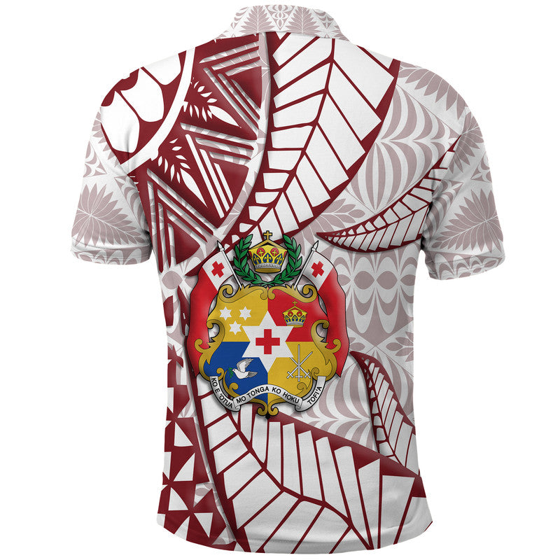 Tonga Polo Shirt Emancipation Day Kupesi Pattern No.2 White LT9
