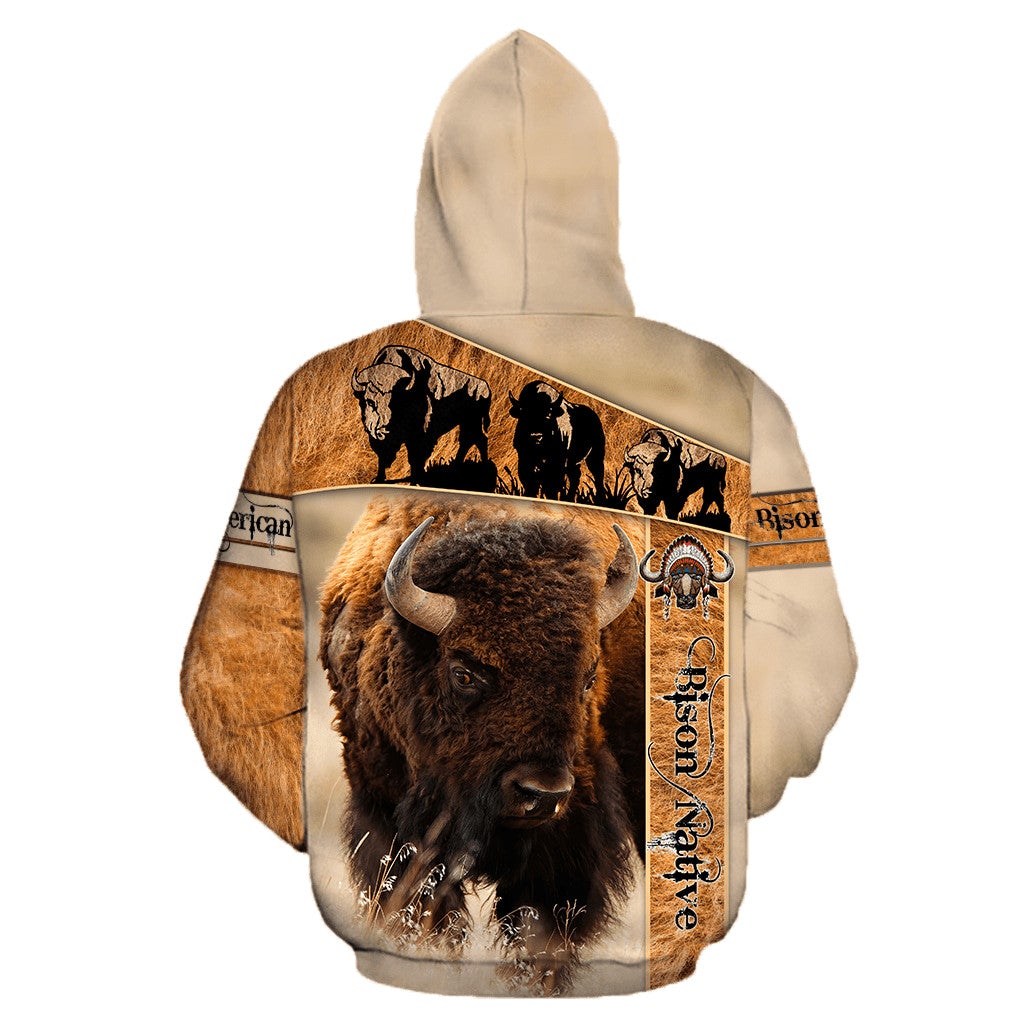 Bison Native American 3D All Over Printed Hoodie Unisex
