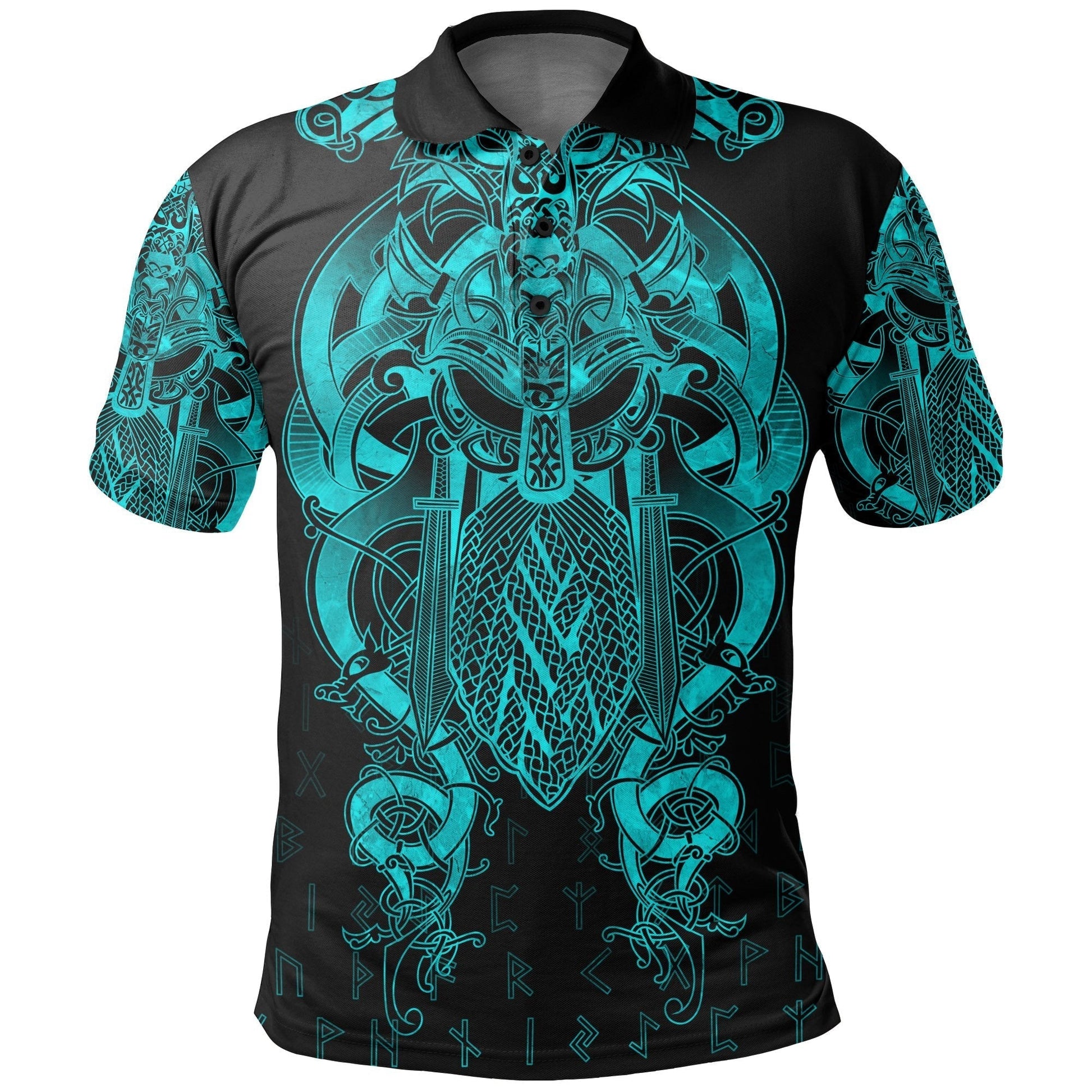 Viking Fenrir and Tyr Tattoo Polo Shirt Blue Version RLT12