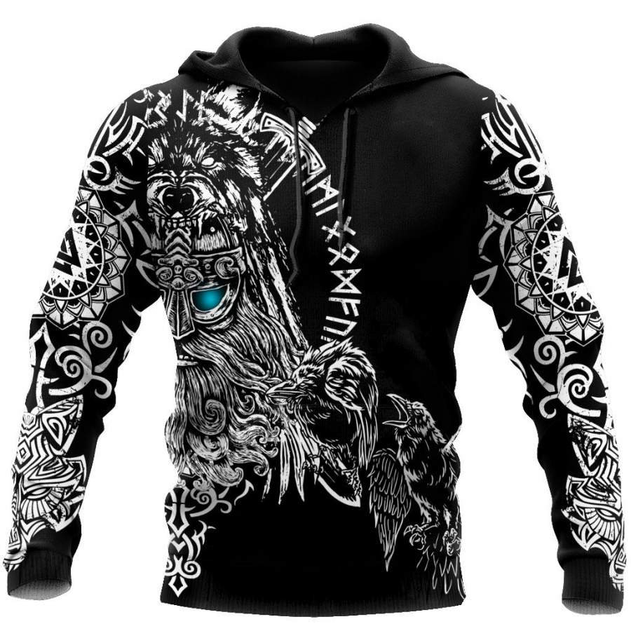 Viking Clothing Odin Viking Tattoo 3D Hoodie RLT12