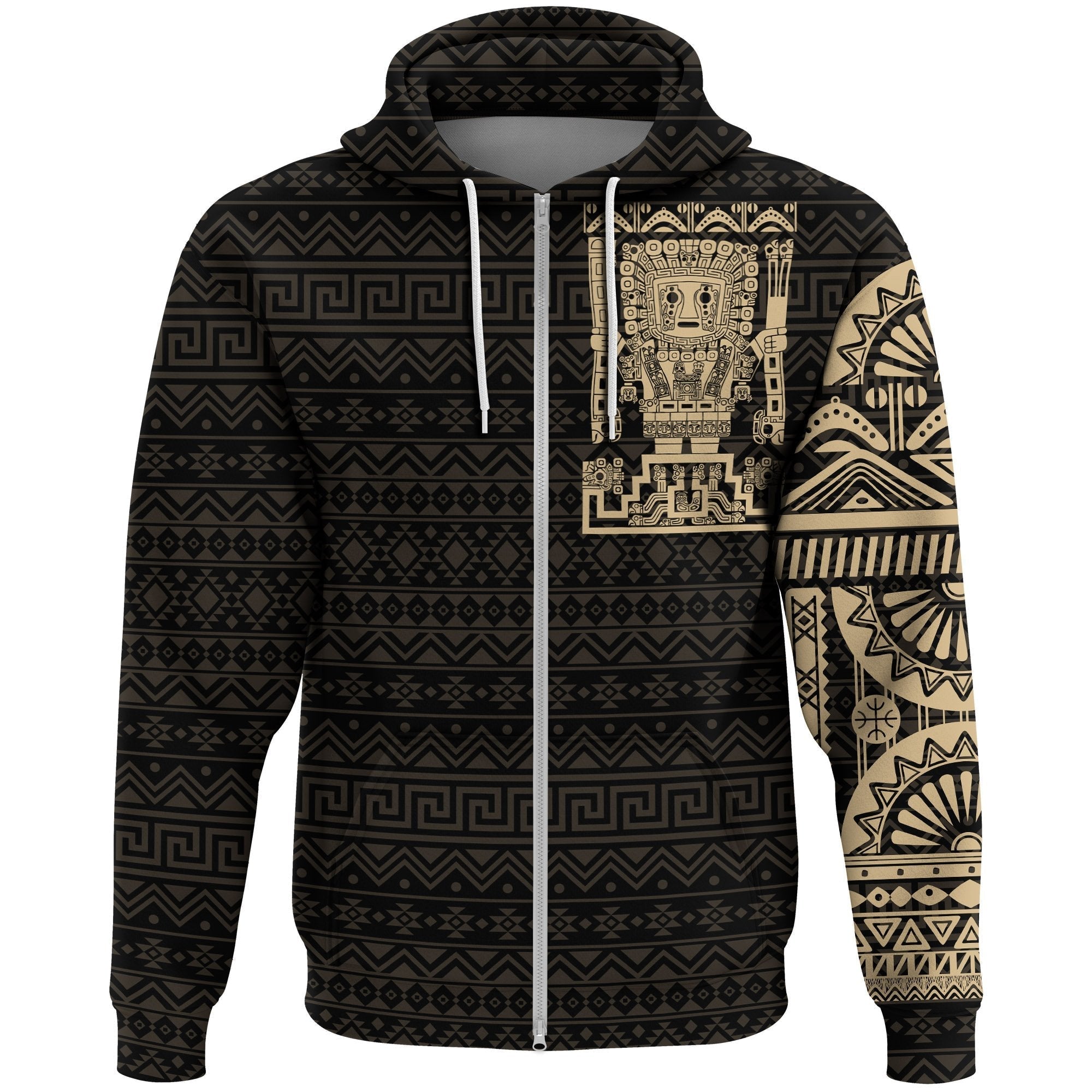 Inca Viracocha Zip Hoodie Tattoo Style
