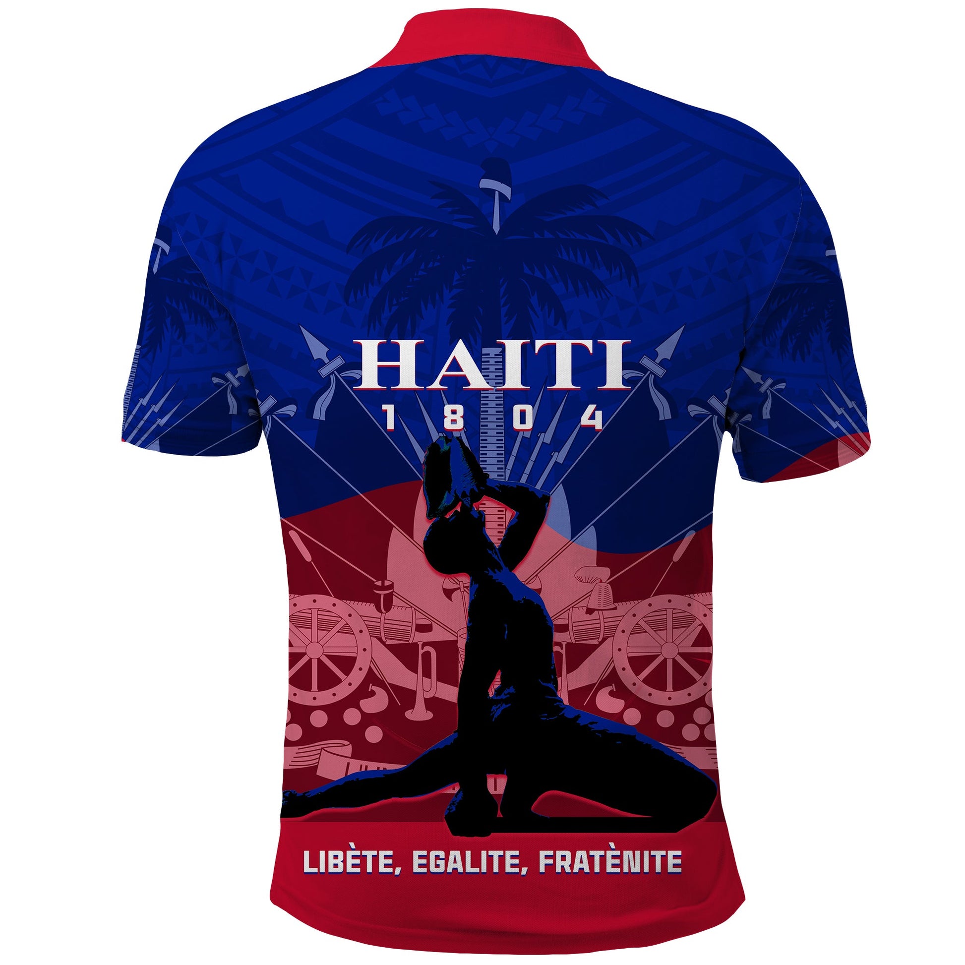 Haiti Polo Shirt Negre Marron With Coat Of Arms Polynesian Style LT14