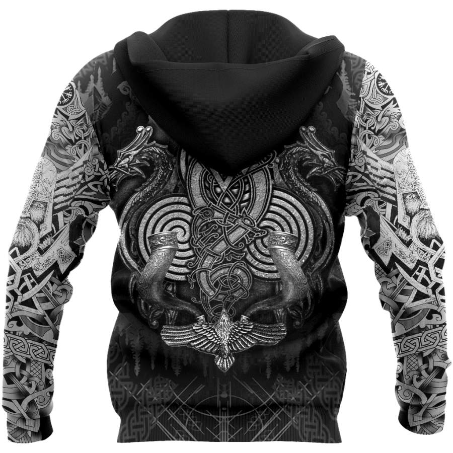 Viking Clothing Viking Huginn, Valknut Tattoo Hoodie RLT12
