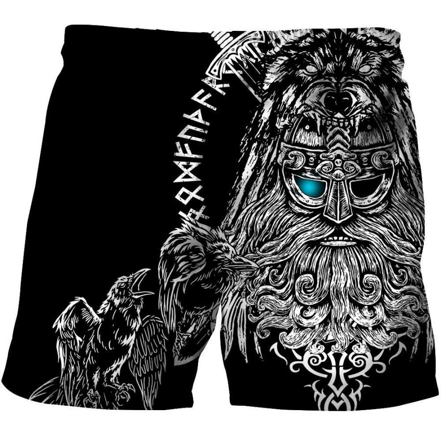 Viking Clothing Odin Viking Tattoo 3D Shorts RLT12