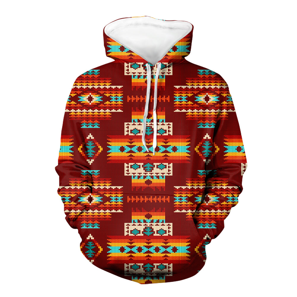 Red Pattern Native American 3D Hoodie LT10