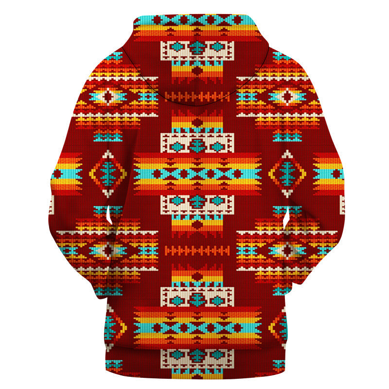 Red Pattern Native American 3D Hoodie LT10