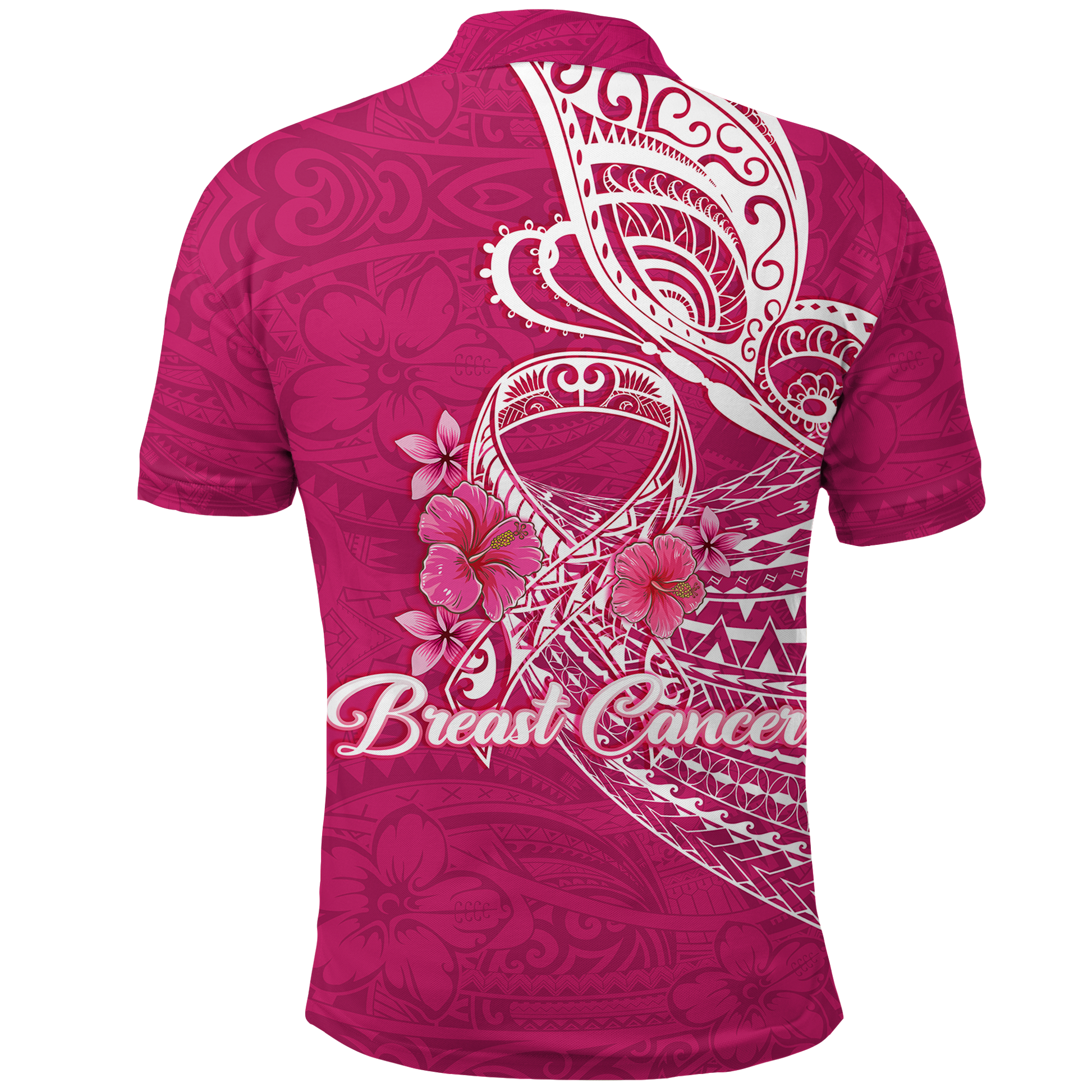 Breast Cancer Pink Ribbon Butterfly Polynesian Pink Version Polo Shirt LT12