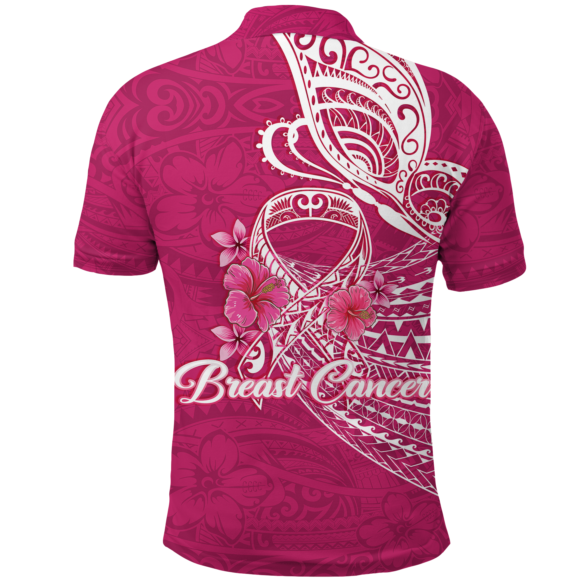 Breast Cancer Pink Ribbon Butterfly Polynesian Pink Version Polo Shirt LT12