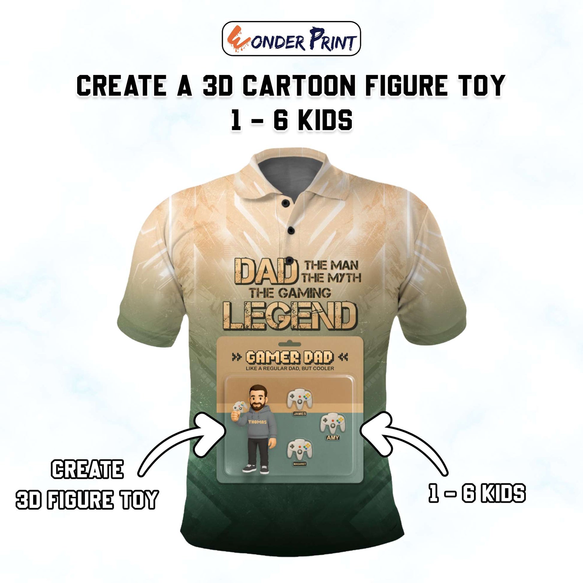 Custom Gamer Dad Polo Shirt – The Man, The Myth, The Gaming Legend | Father’s Day Gift CTM05