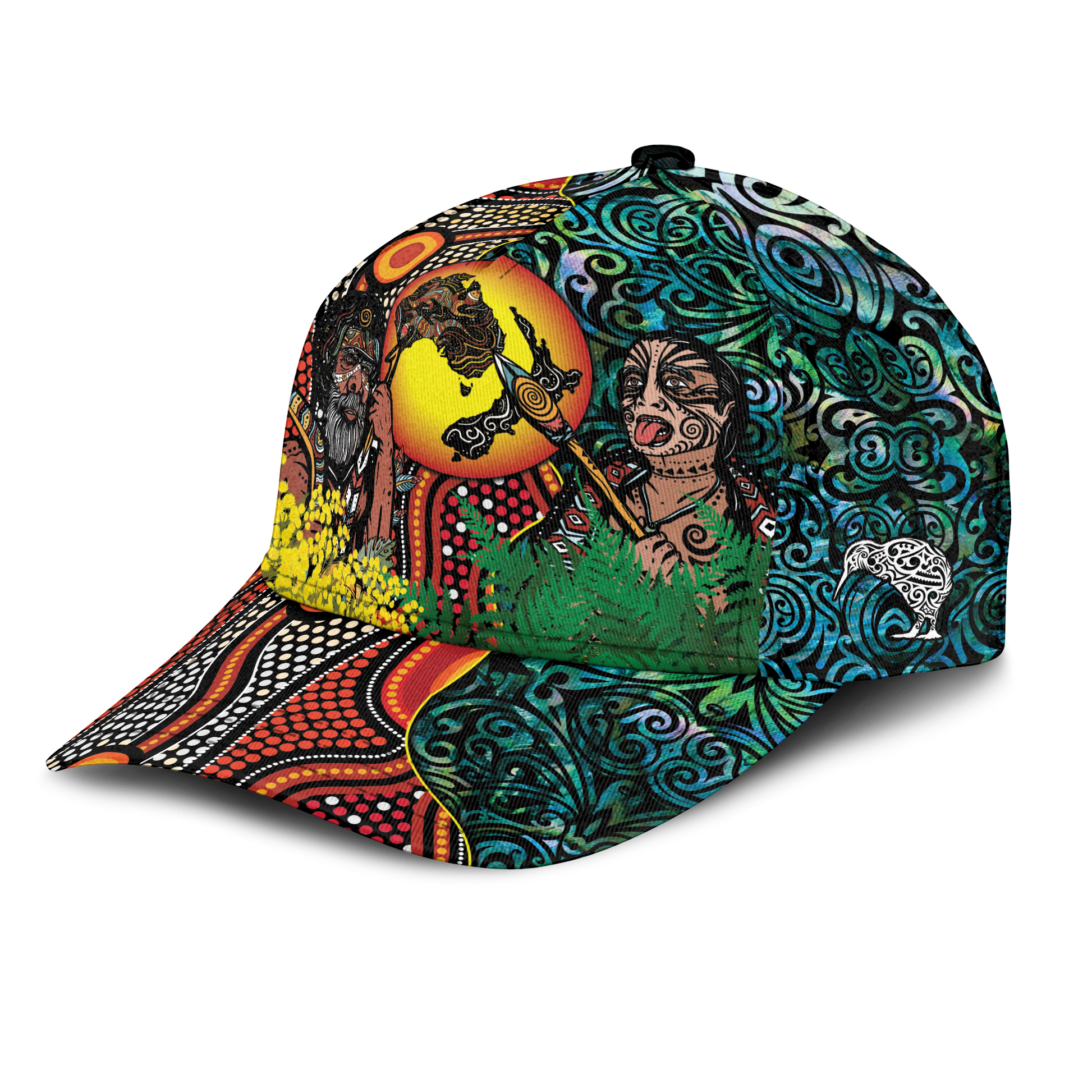 Australia Aboriginal Kangaroo Combine New Zealand Maori Kiwi Bird Cap LT2
