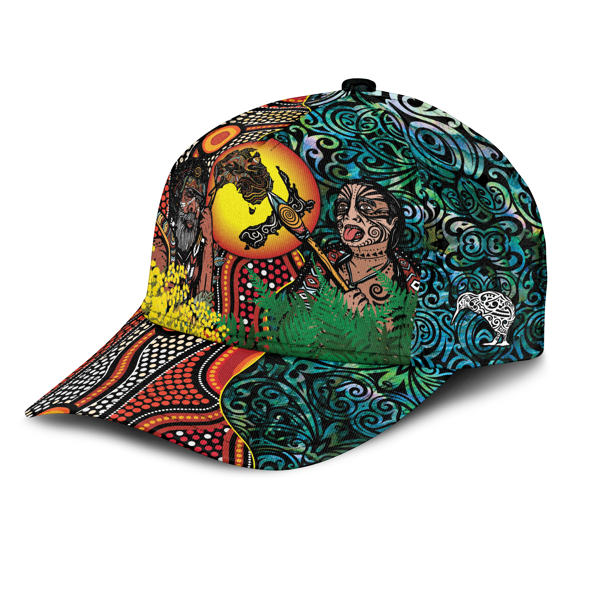 Australia Aboriginal Kangaroo Combine New Zealand Maori Kiwi Bird Cap LT2