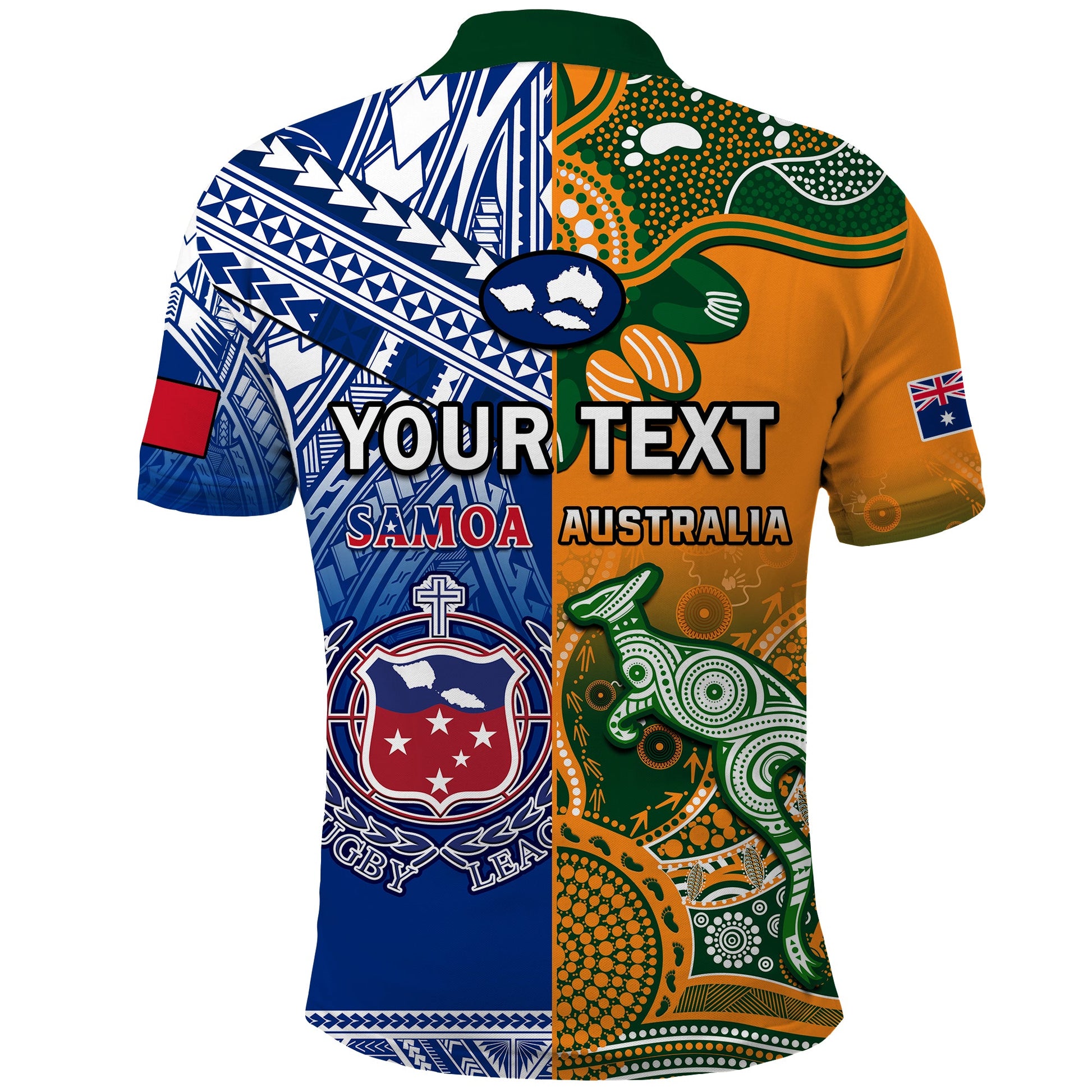 Custom Australia Wallabies And Toa Samoa Rugby Polo Shirt Aboriginal Mix Polynesian LT14