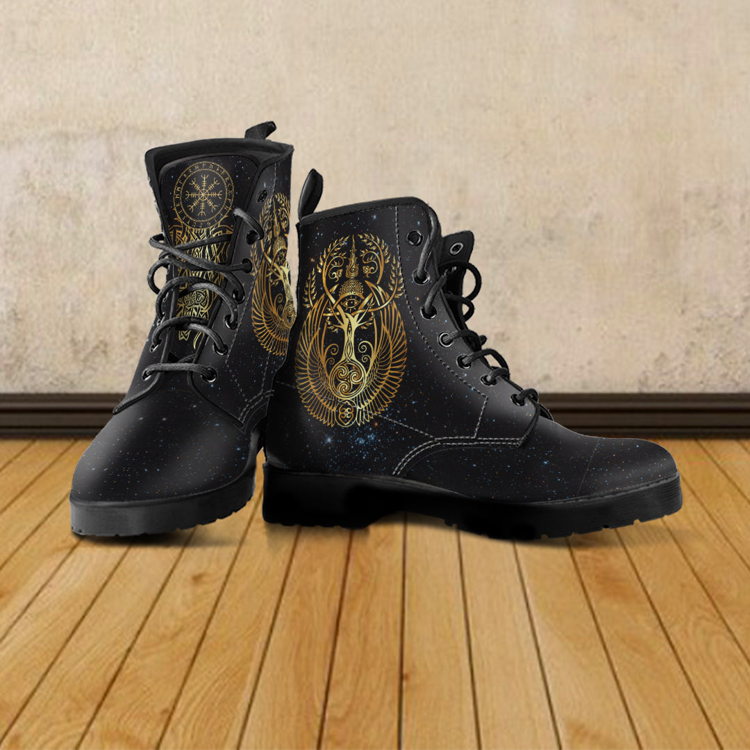 Viking Yggdrasil Tree Of Life Odin Leather Boots LT12