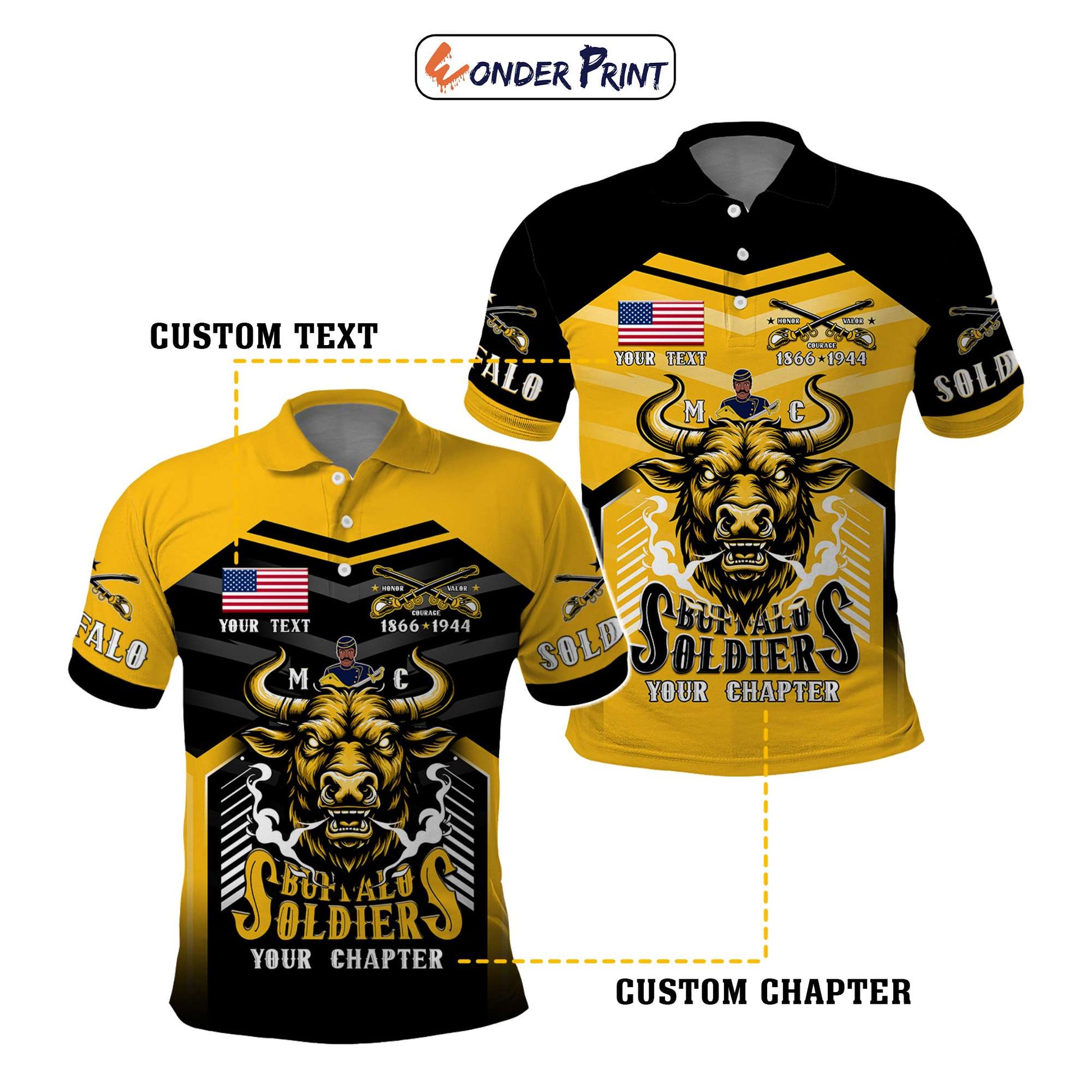 Custom BSMC Buffalo Soldiers Polo Shirt Motorcycle Club Unique Style CTM05