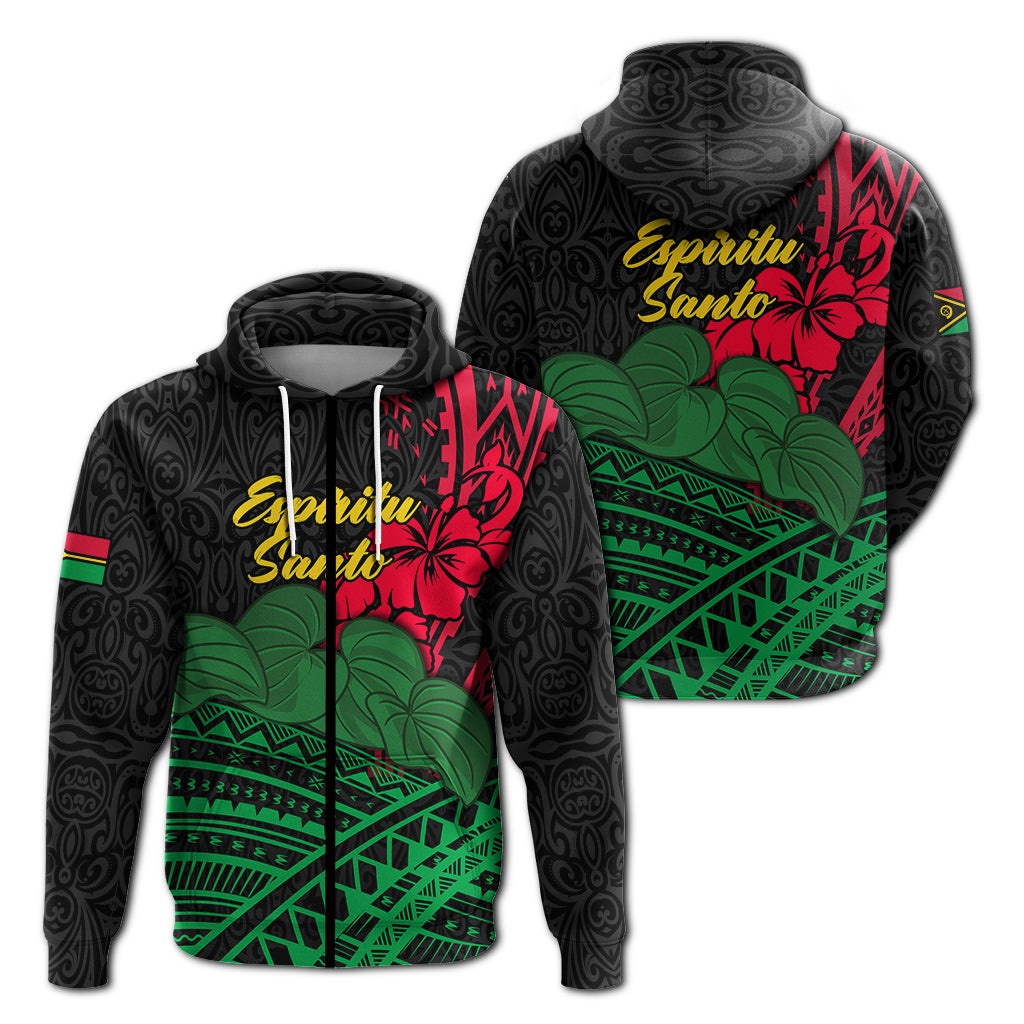Vanuatu Espiritu Santo Zip Hoodie Kava With Hibiscus LT12