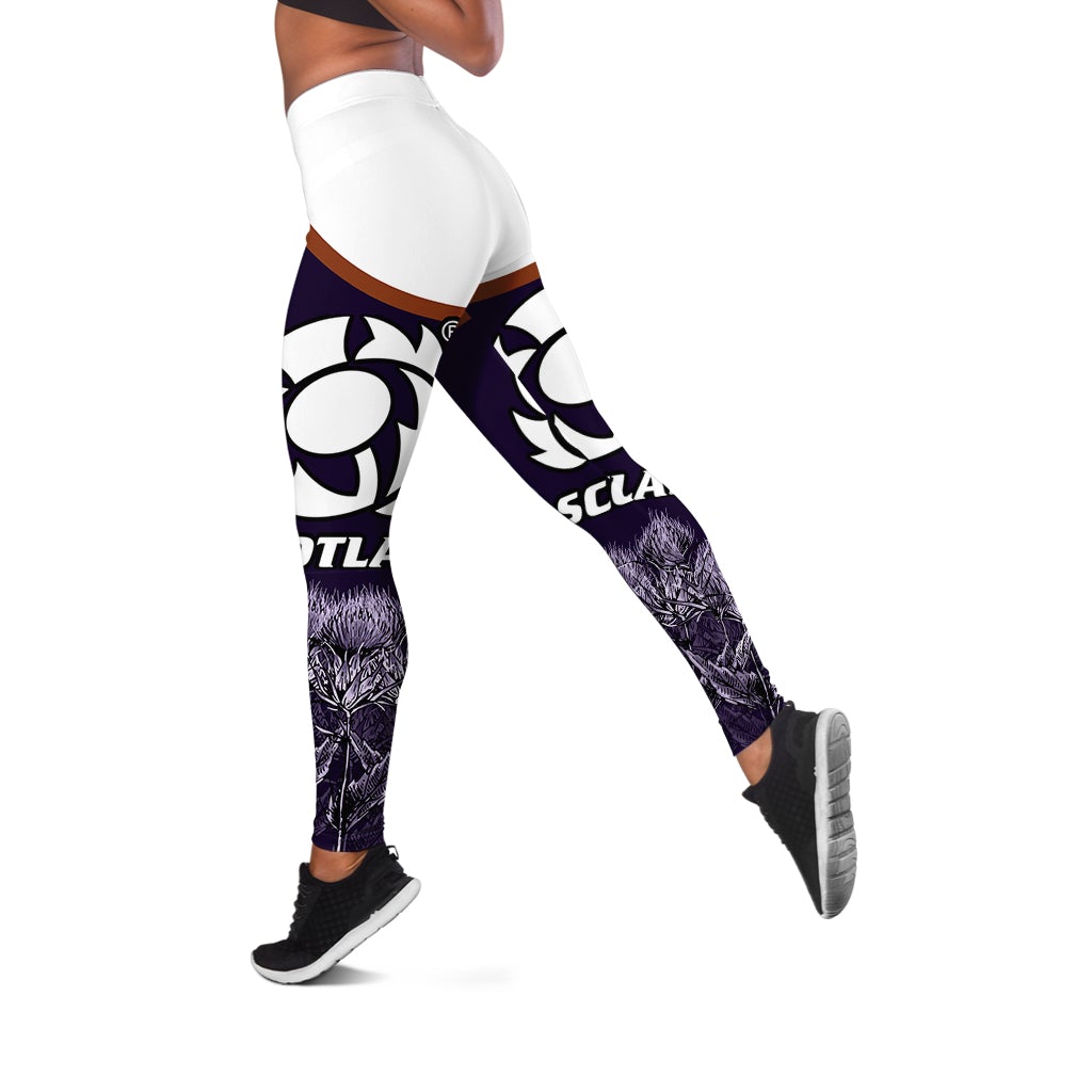 Scotland Rugby Union Leggings Thistle Flower Purple Original LT20