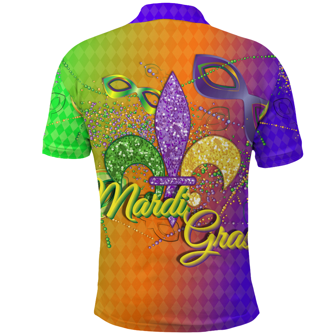 Mardi Gras Mask With Beads Polo Shirt LT12