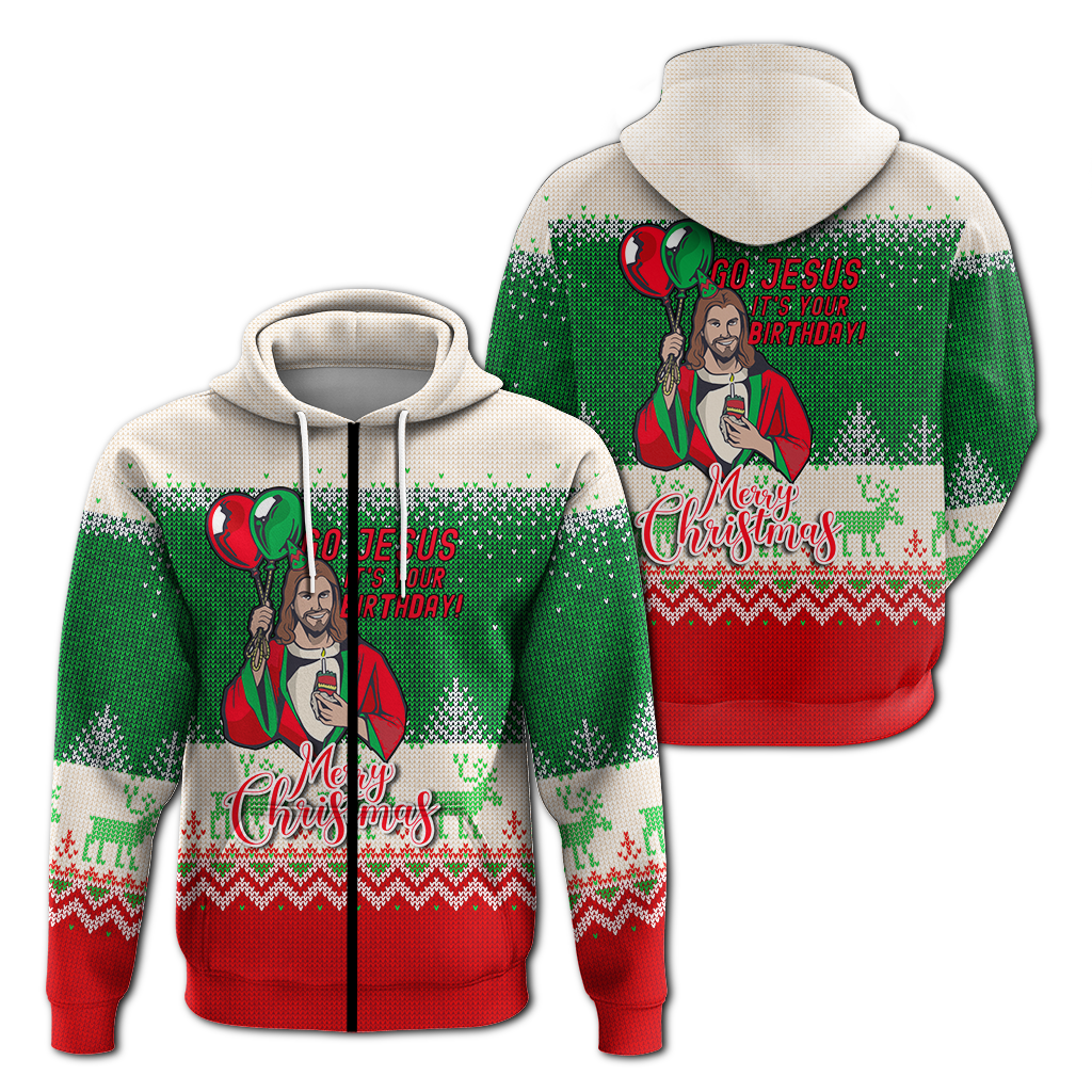 Christmas Go Jesus Its Your Birthday Ugly Pattern Hoodie LT12
