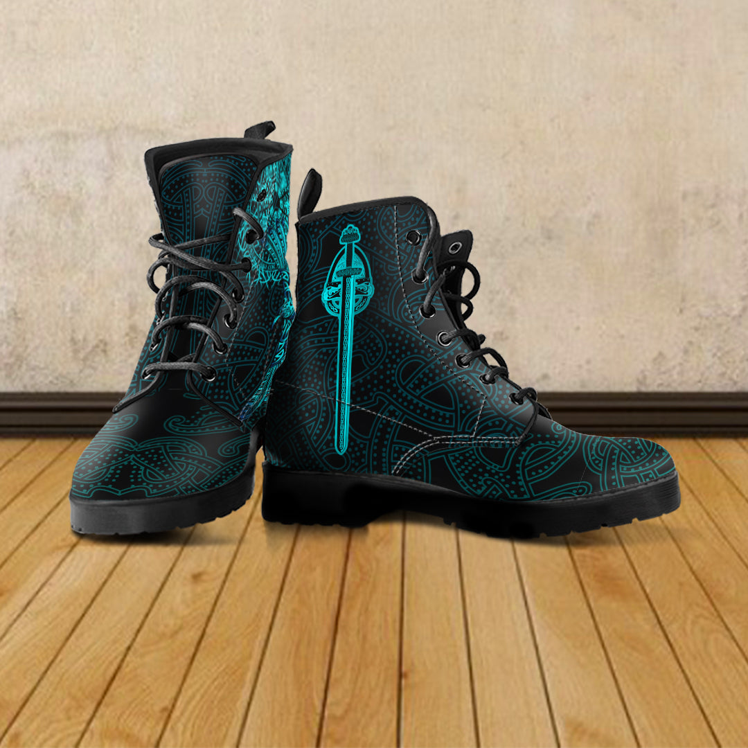 Viking Raven Tattoo Art Leather Boots LT12