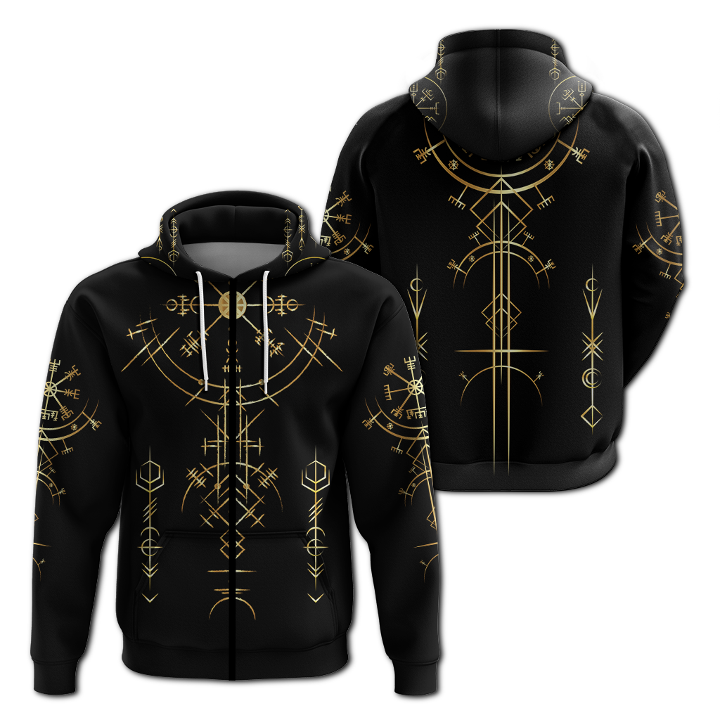 Viking Helm of Awe Gold Art Hoodie LT12