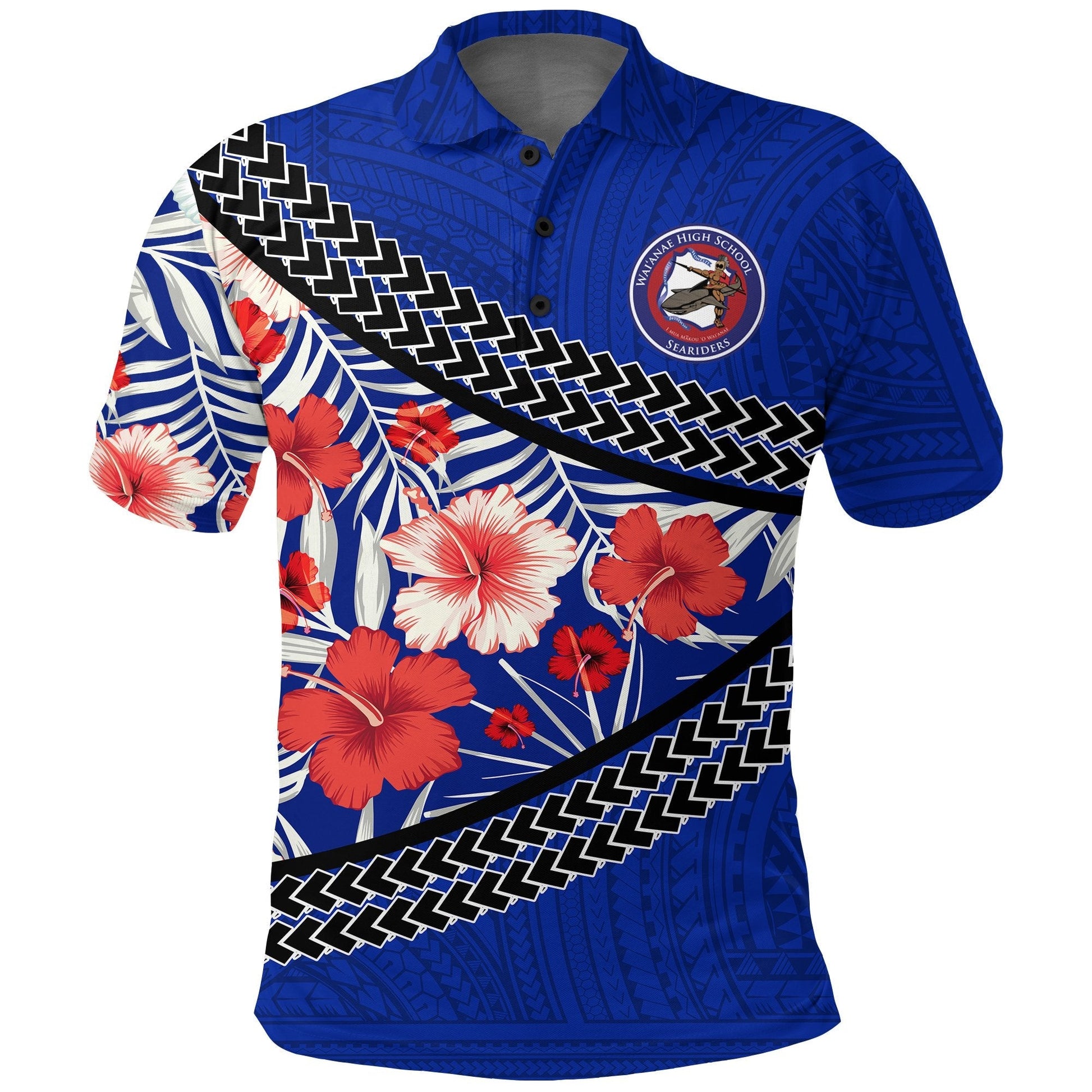 Waianae High School Polo Shirt Hawaiian Hibiscus Flowers LT20