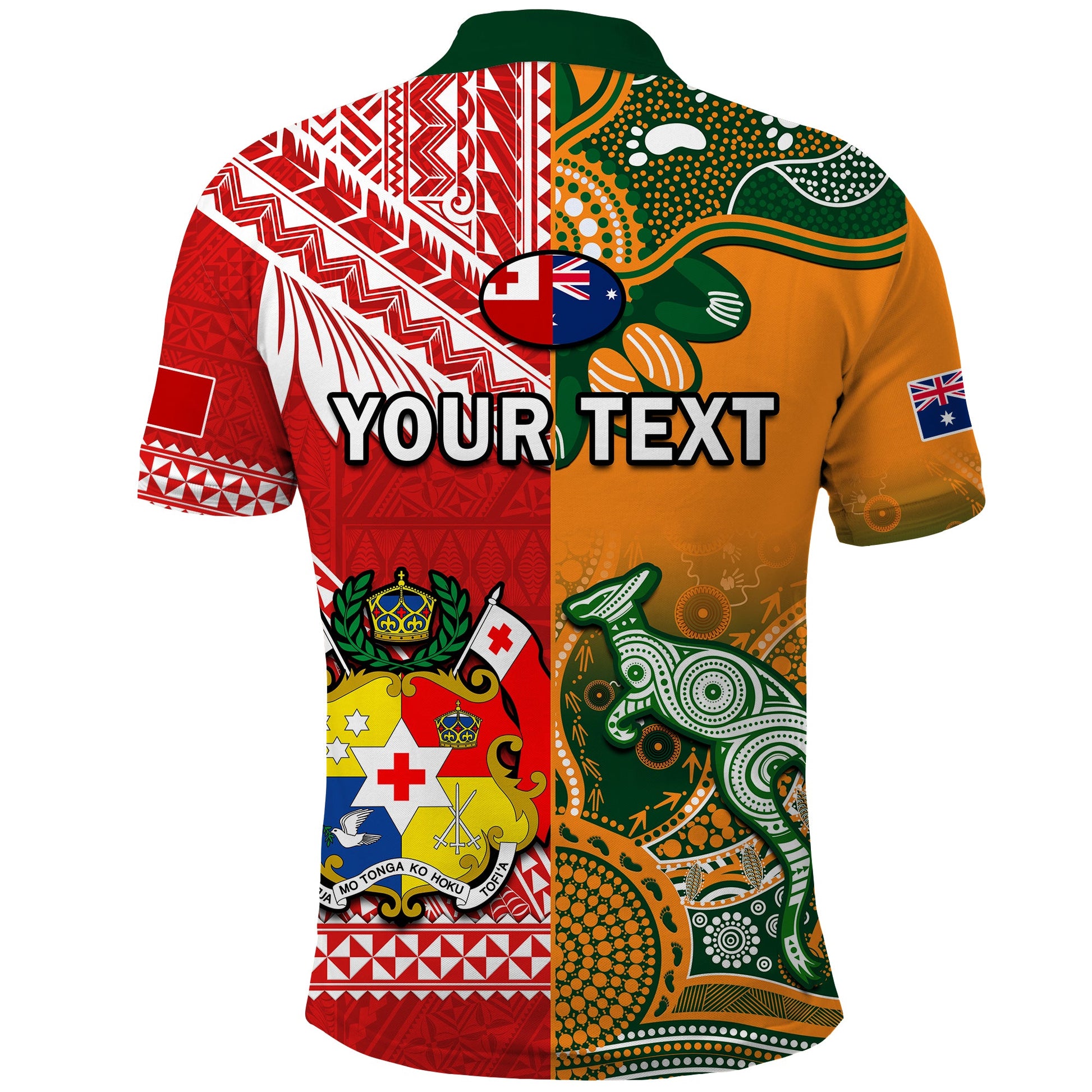 Custom Mate Maa Tonga Wallabies Rugby Polo Shirt Polynesian Mix Aboriginal LT14