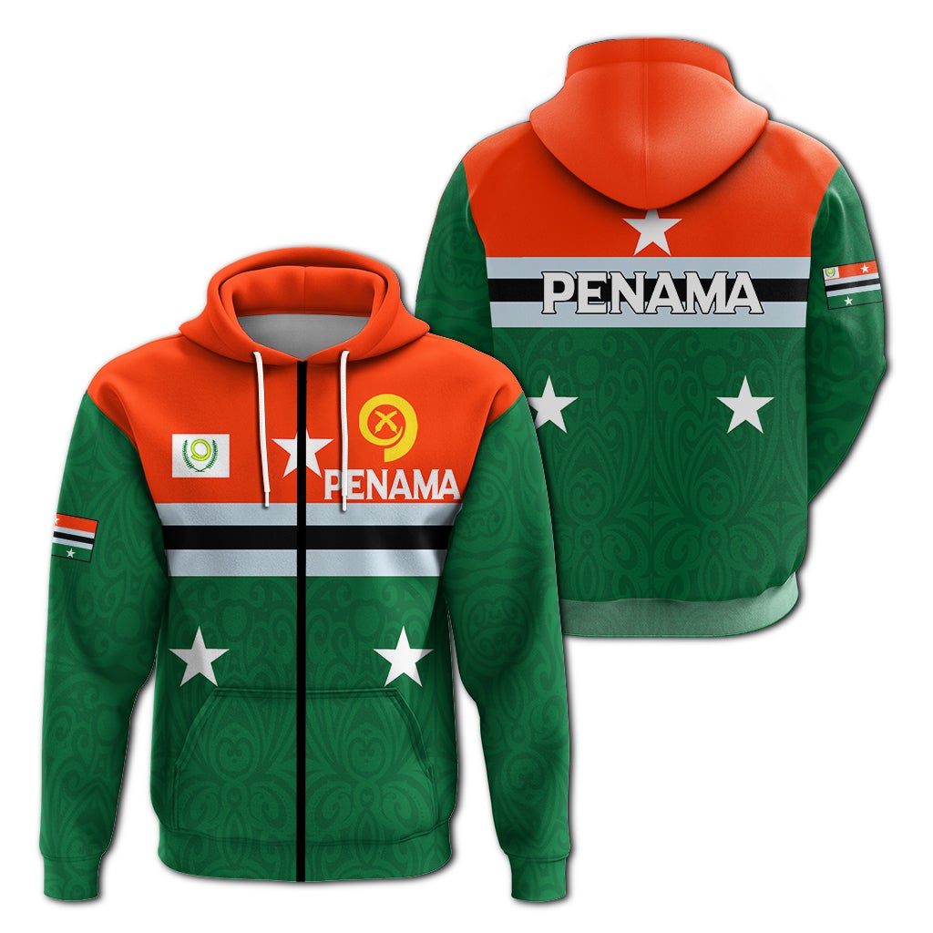 Vanuatu Penama Province Zip Up Hoodie Flag Style LT12