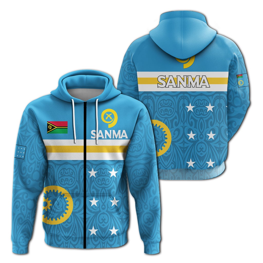 Vanuatu Sanma Province Zip Up Hoodie Flag Style LT12
