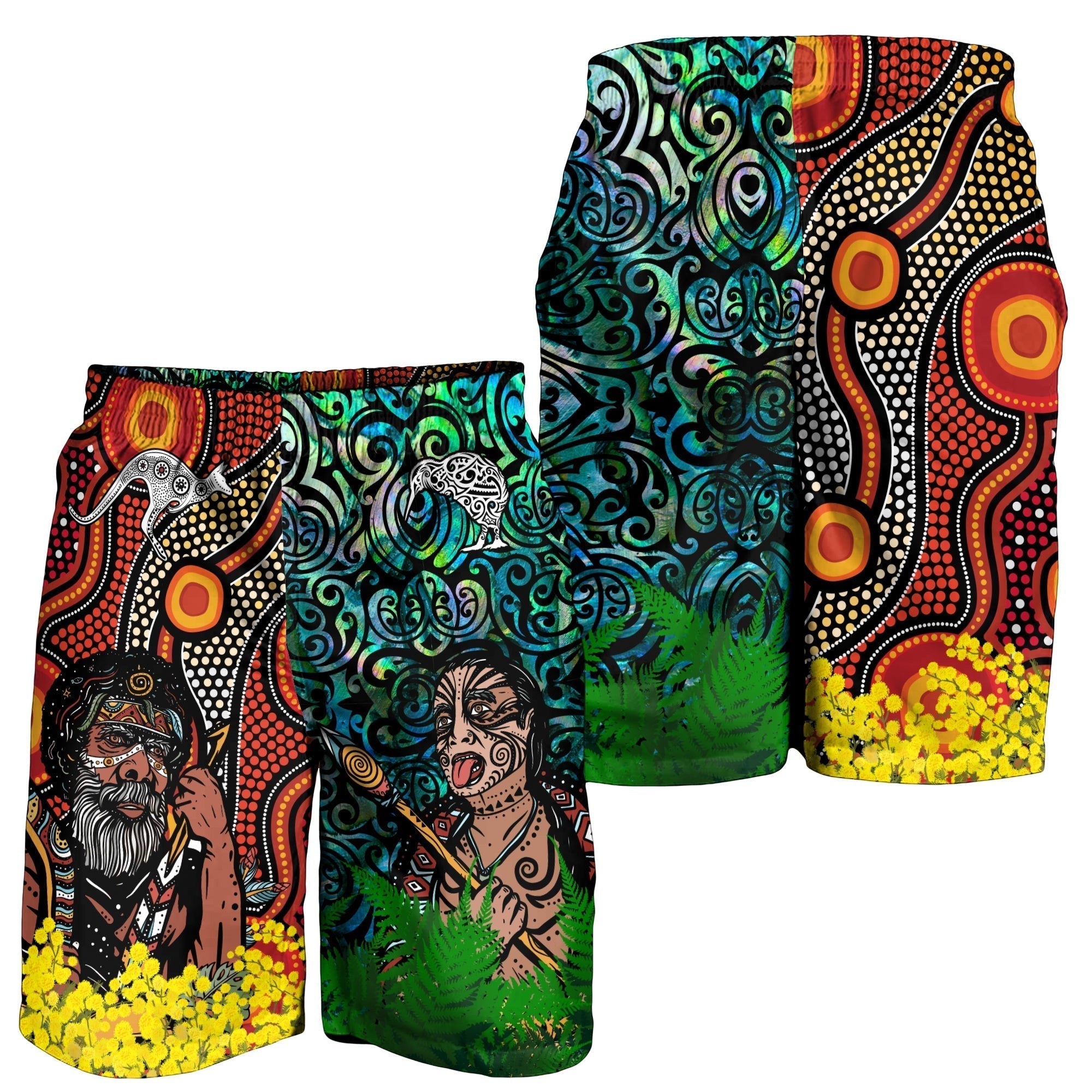 Australia Aboriginal Kangaroo Combine New Zealand Maori Kiwi Bird Men Short LT2
