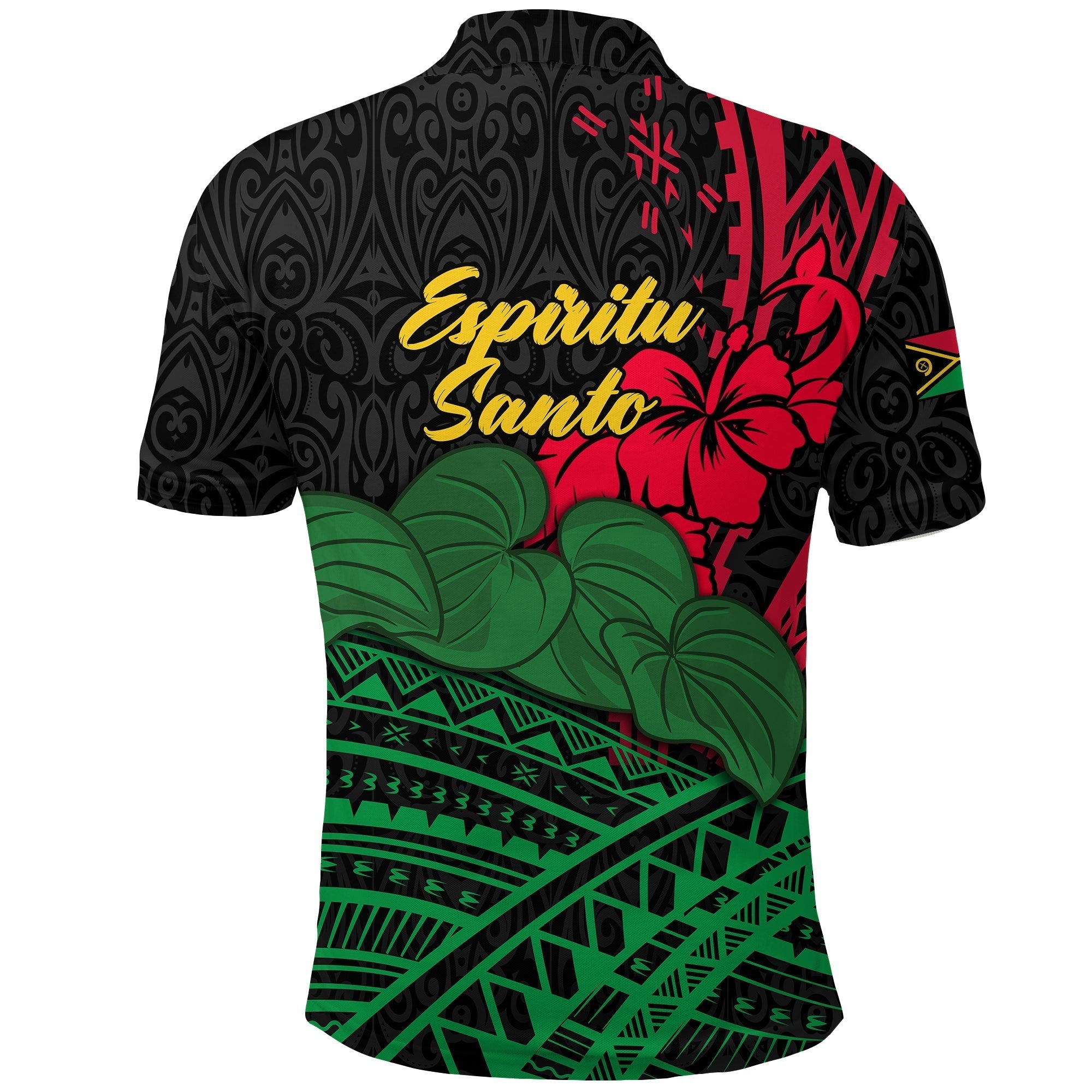 Vanuatu Espiritu Santo Polo Shirt Kava With Hibiscus LT12