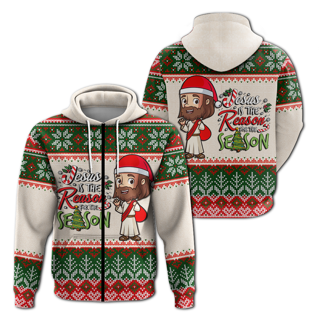 Christmas Jesus Is The Reason For The Season Ugly Pattern Hoodie LT12