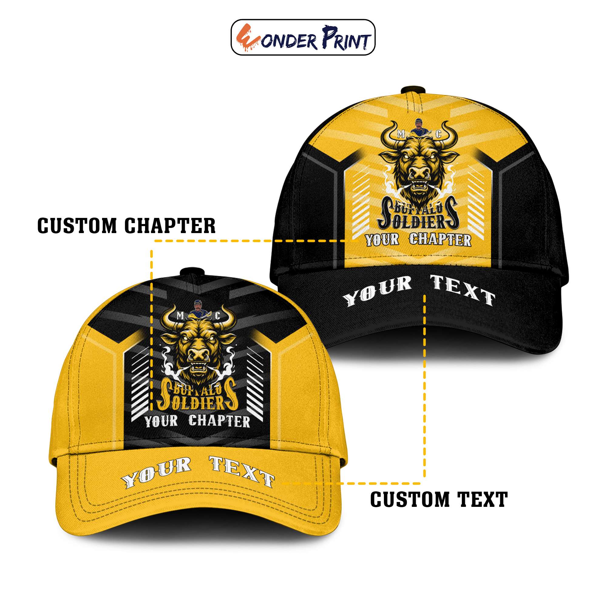 Custom BSMC Buffalo Soldiers Classic Cap Motorcycle Club Unique Style CTM05
