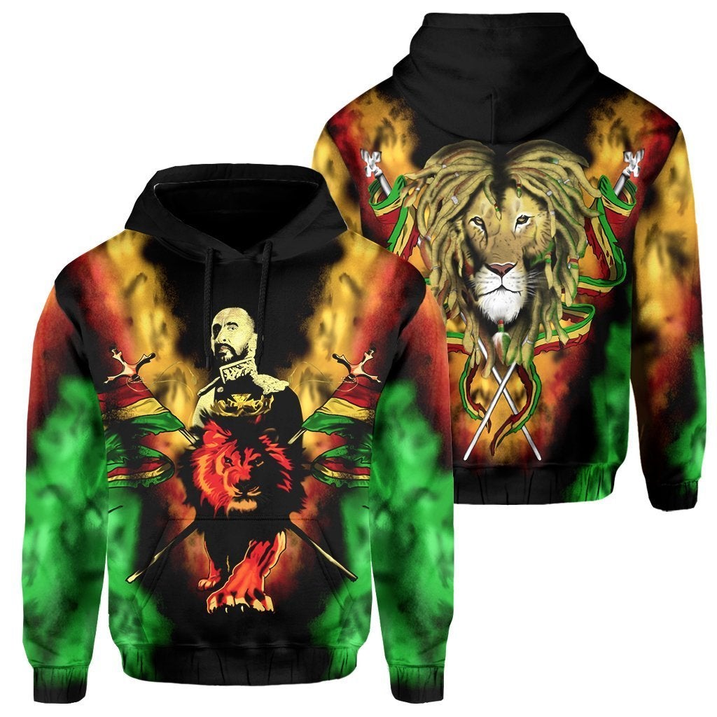 African Hoodie Africa Reggae Rastafarian King Flag Lion Pullover