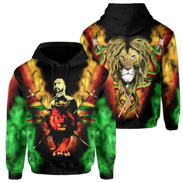 African Hoodie Africa Reggae Rastafarian King Flag Lion Pullover