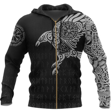 Viking The Raven Of Odin Tattoo Zip Hoodie RLT12