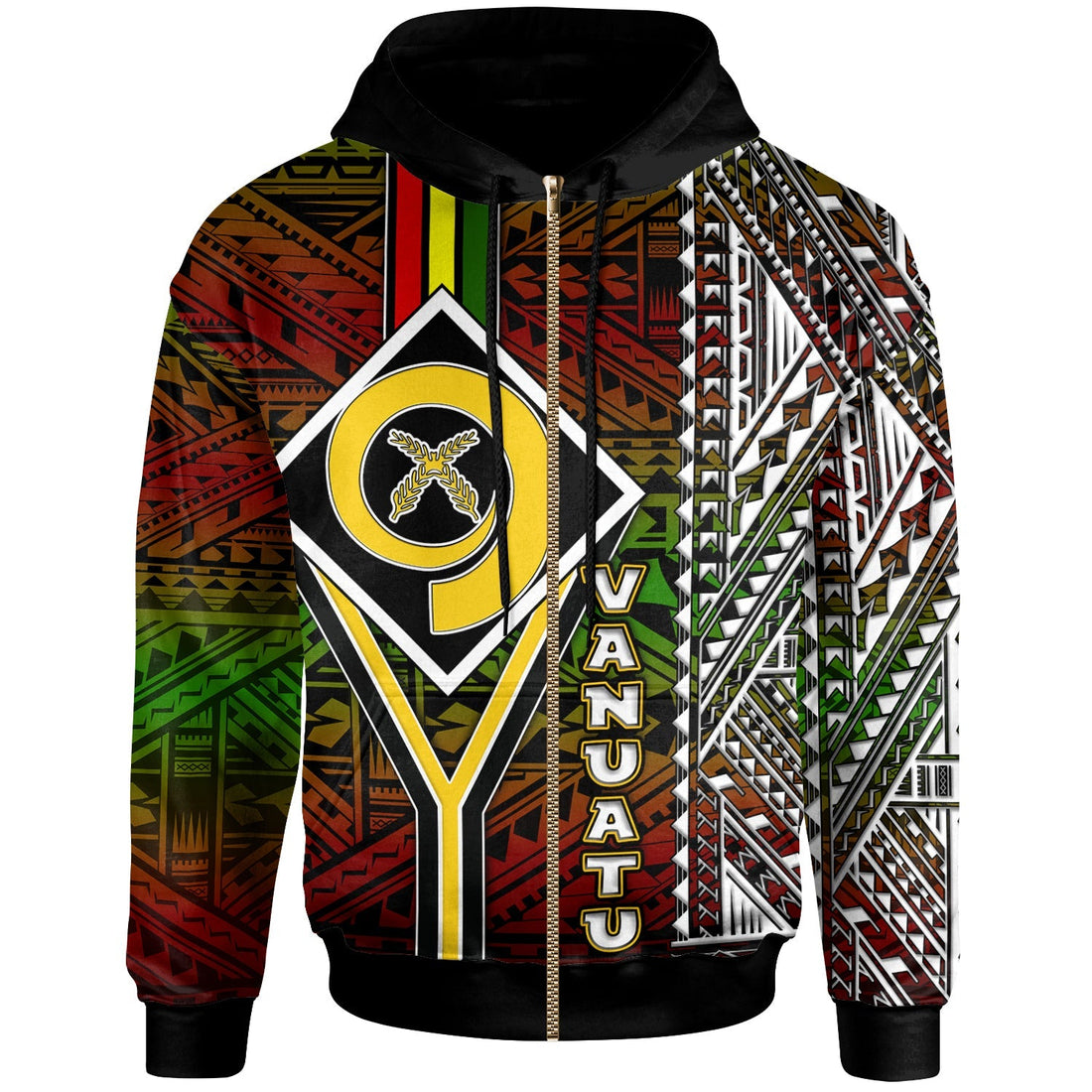 Vanuatu Hoodie Custom Vanuatu Independence Anniversary Flag Style Polynesian Patterns Hoodie LT10