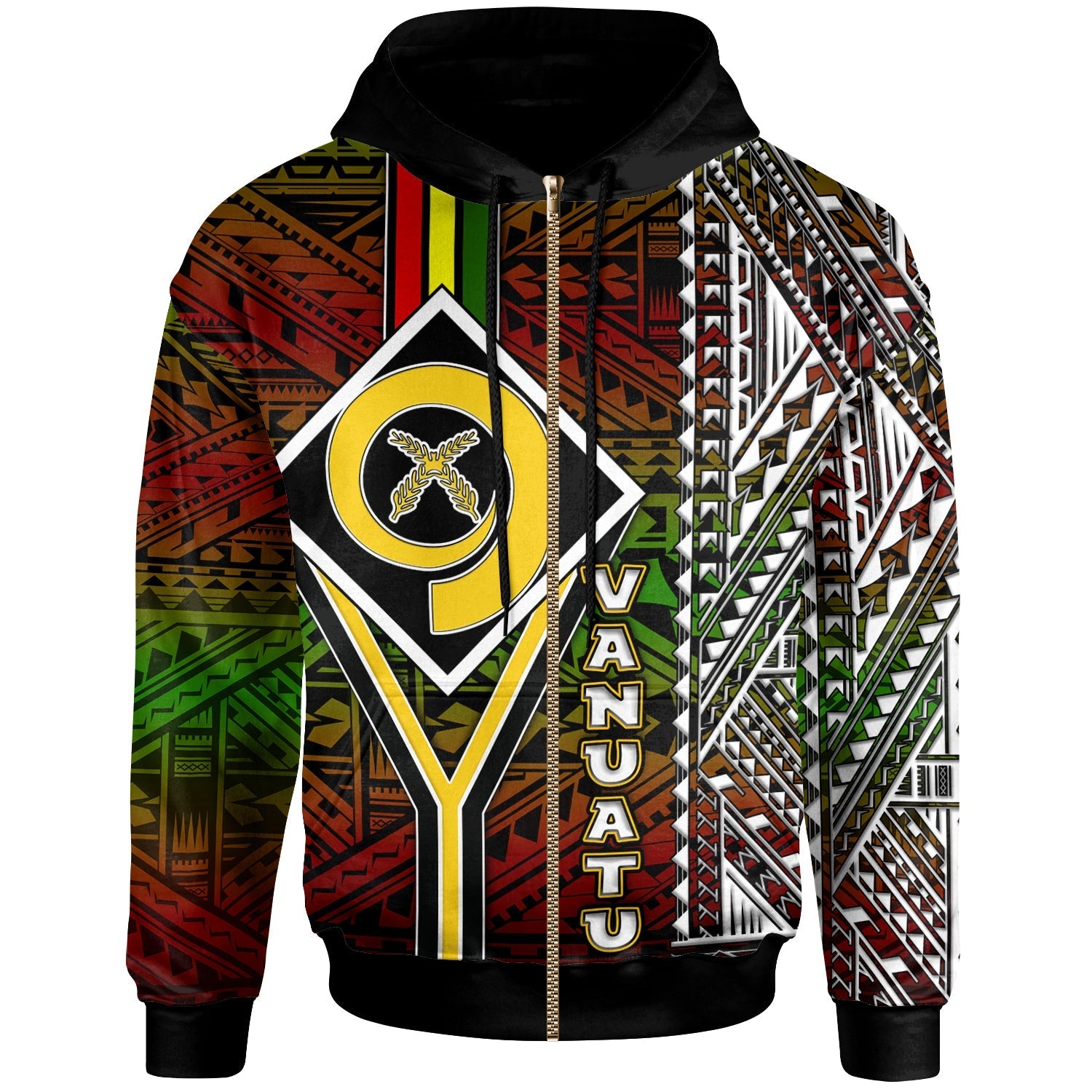 Vanuatu Hoodie Custom Vanuatu Independence Anniversary Flag Style Polynesian Patterns Hoodie LT10