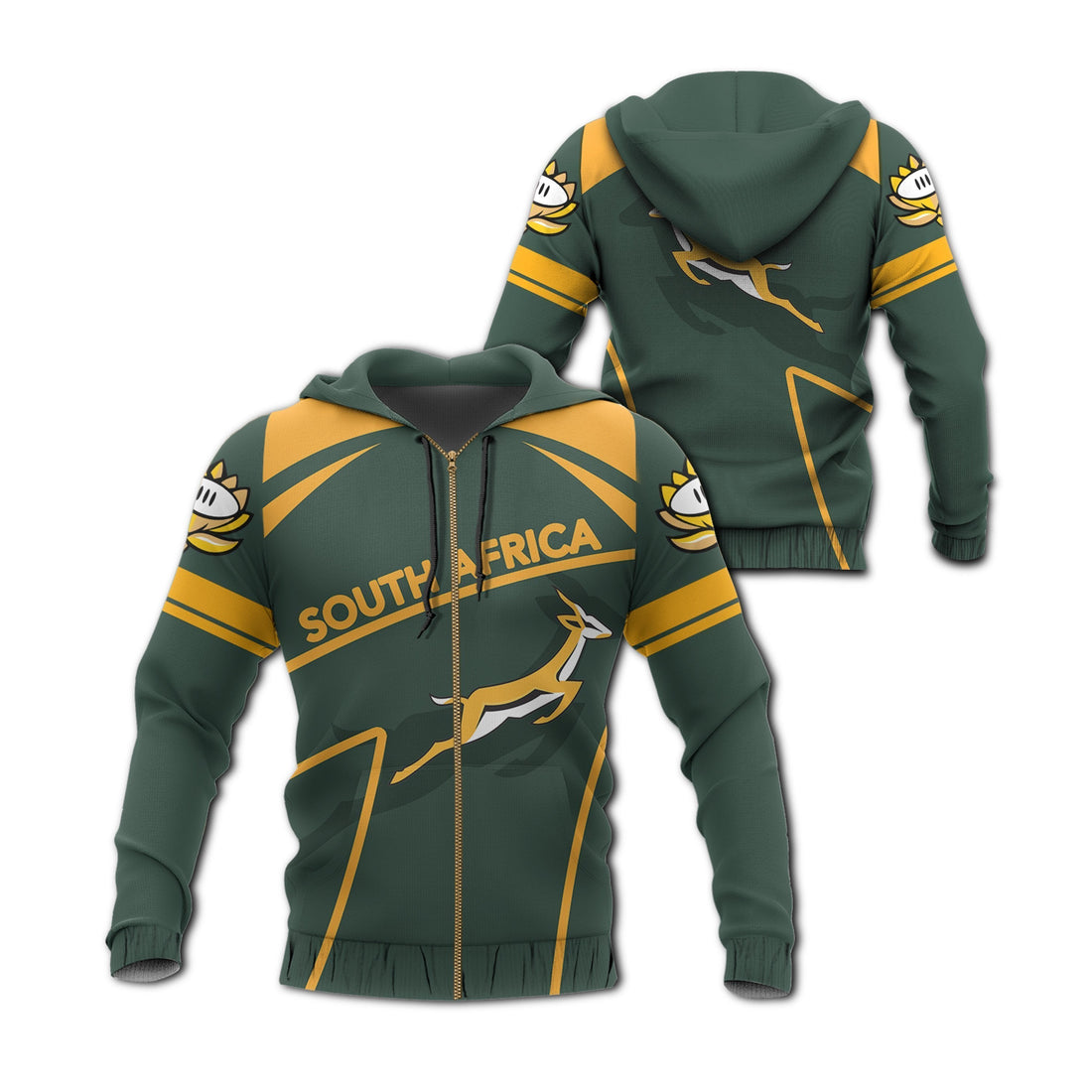 African Hoodie South Africa Springbok Zipper Hoodie Scorpio Style