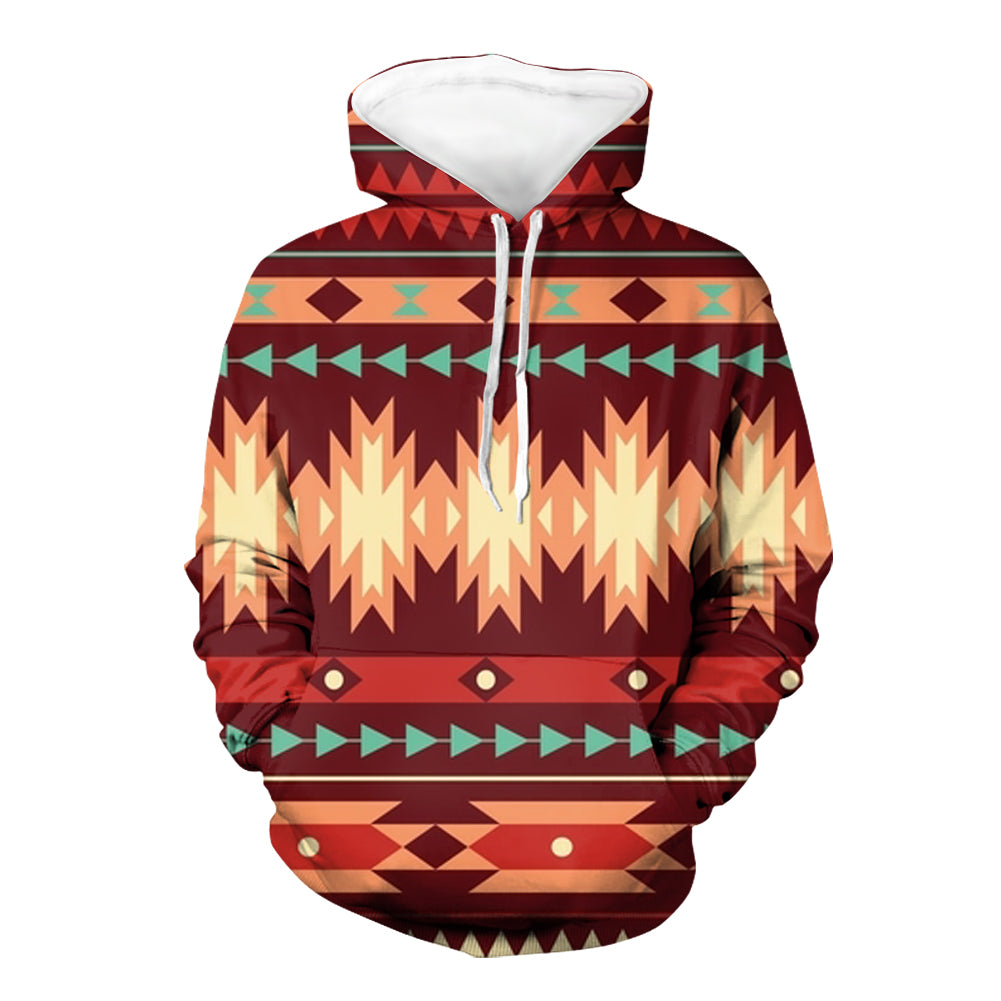 Red Ethnic Pattern Native American 3D Hoodie LT10