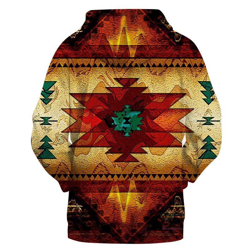 Southwest Symbol Brown Native American Pullover Hoodie LT10