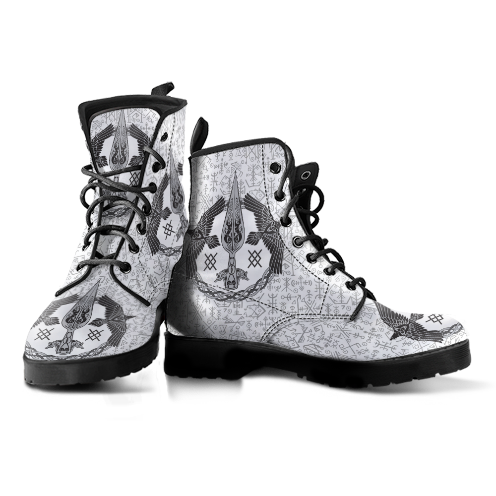 Viking Women's Leather Boots, The Spear Of Odin with Futhark RLT12