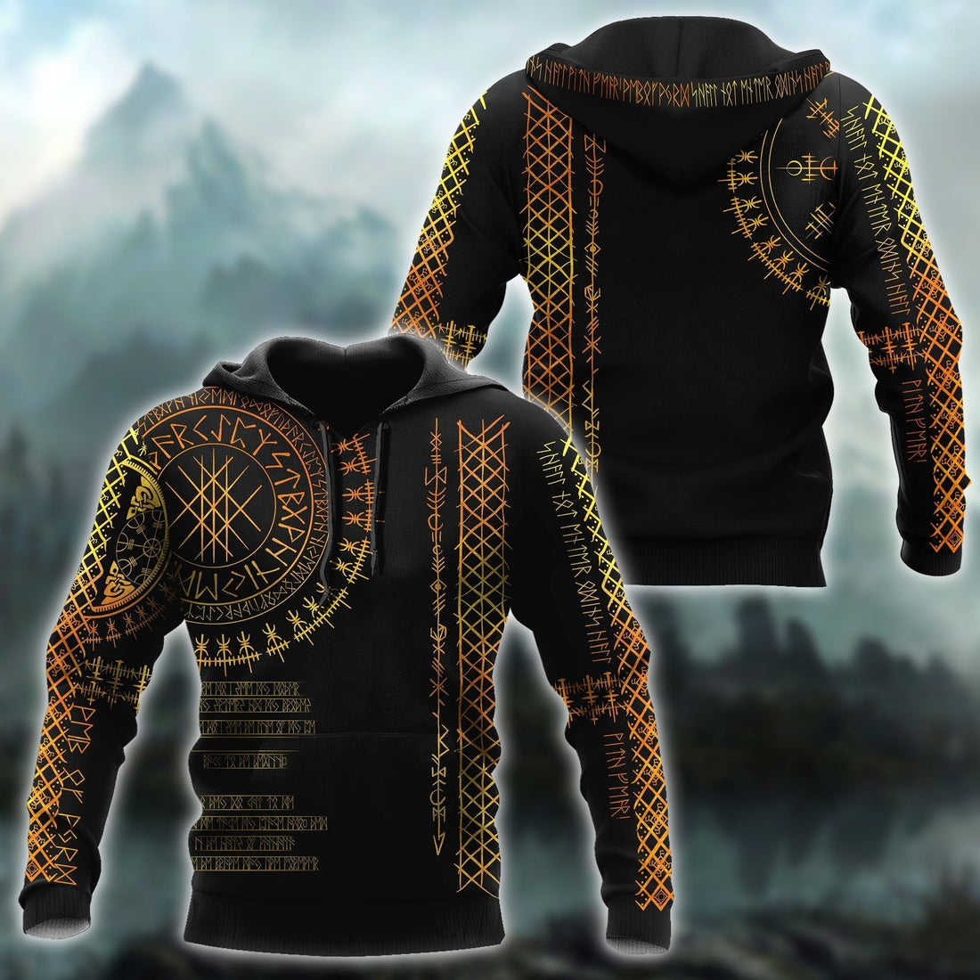 Viking Clothing Viking Golden Runes Hoodie RLT12