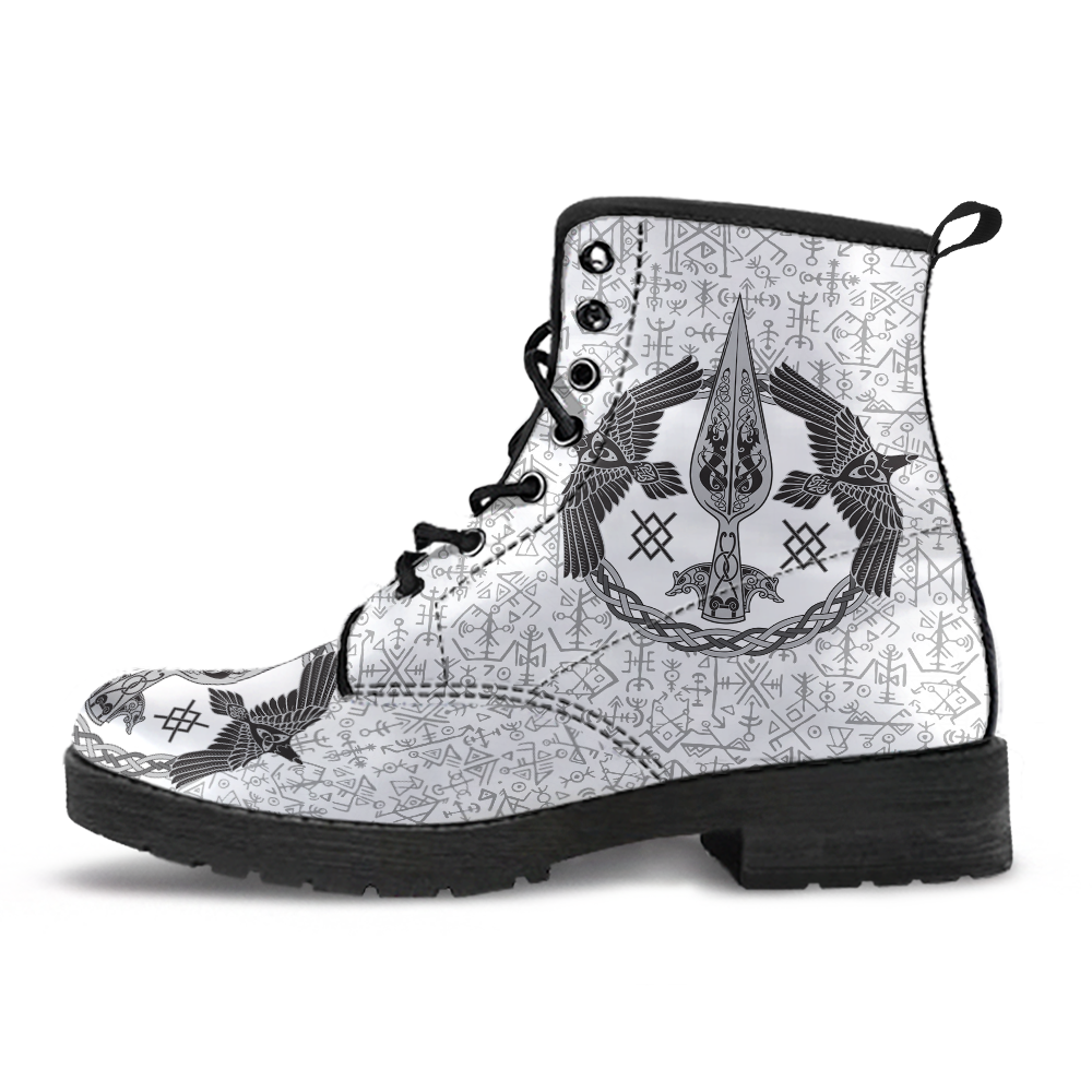 Viking Women's Leather Boots, The Spear Of Odin with Futhark RLT12