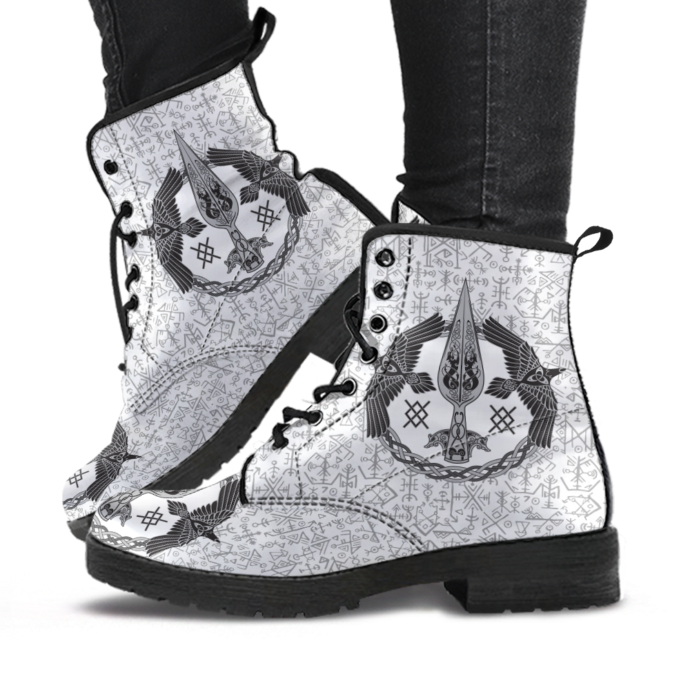 Viking Women's Leather Boots, The Spear Of Odin with Futhark RLT12